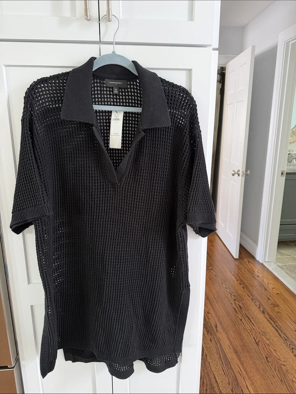 Banana Republic Black Open-Weave tunic Size XL NWT